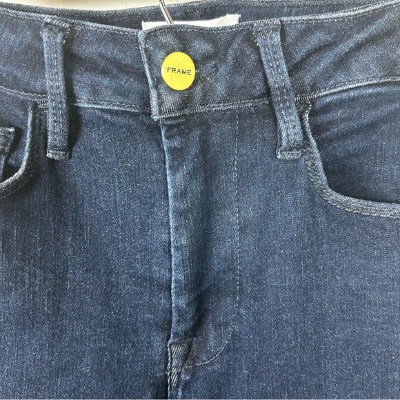 FRAME Women’s Size 1 Dark Wash Denim Jeans Slim Fit Stretch Tapered Leg - Picture 2 of 7
